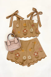 Mocha Floral Embroidered Set