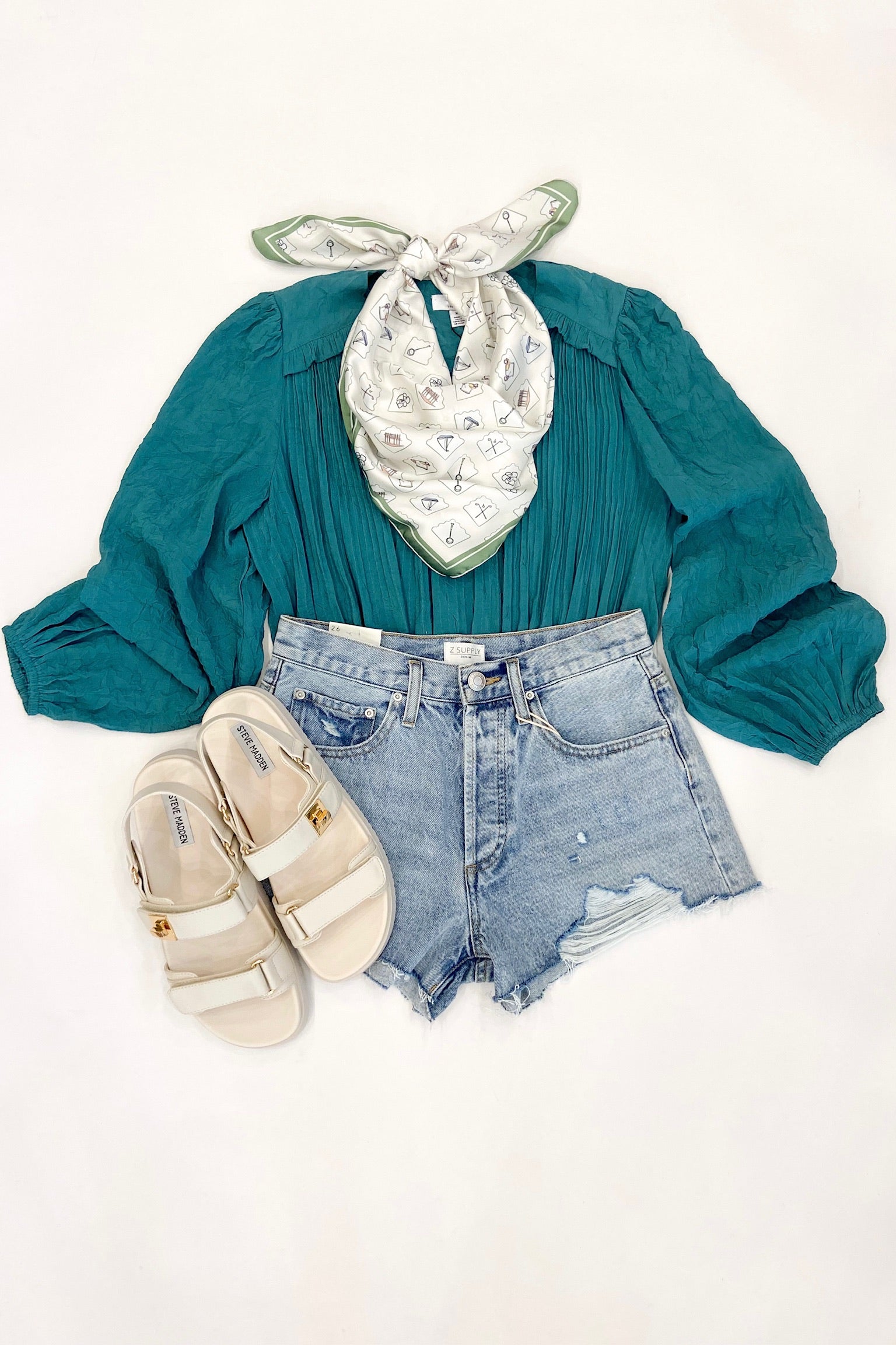 Teal Pleated Blouse