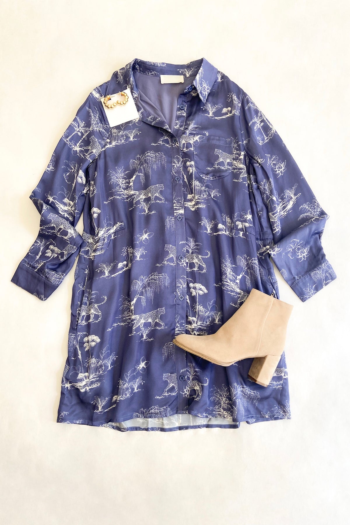 Navy Jungle Toile Dress