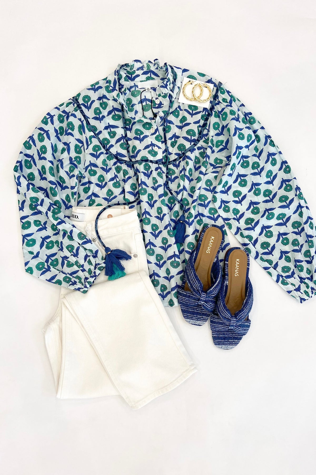 Teal Block Print Blouse