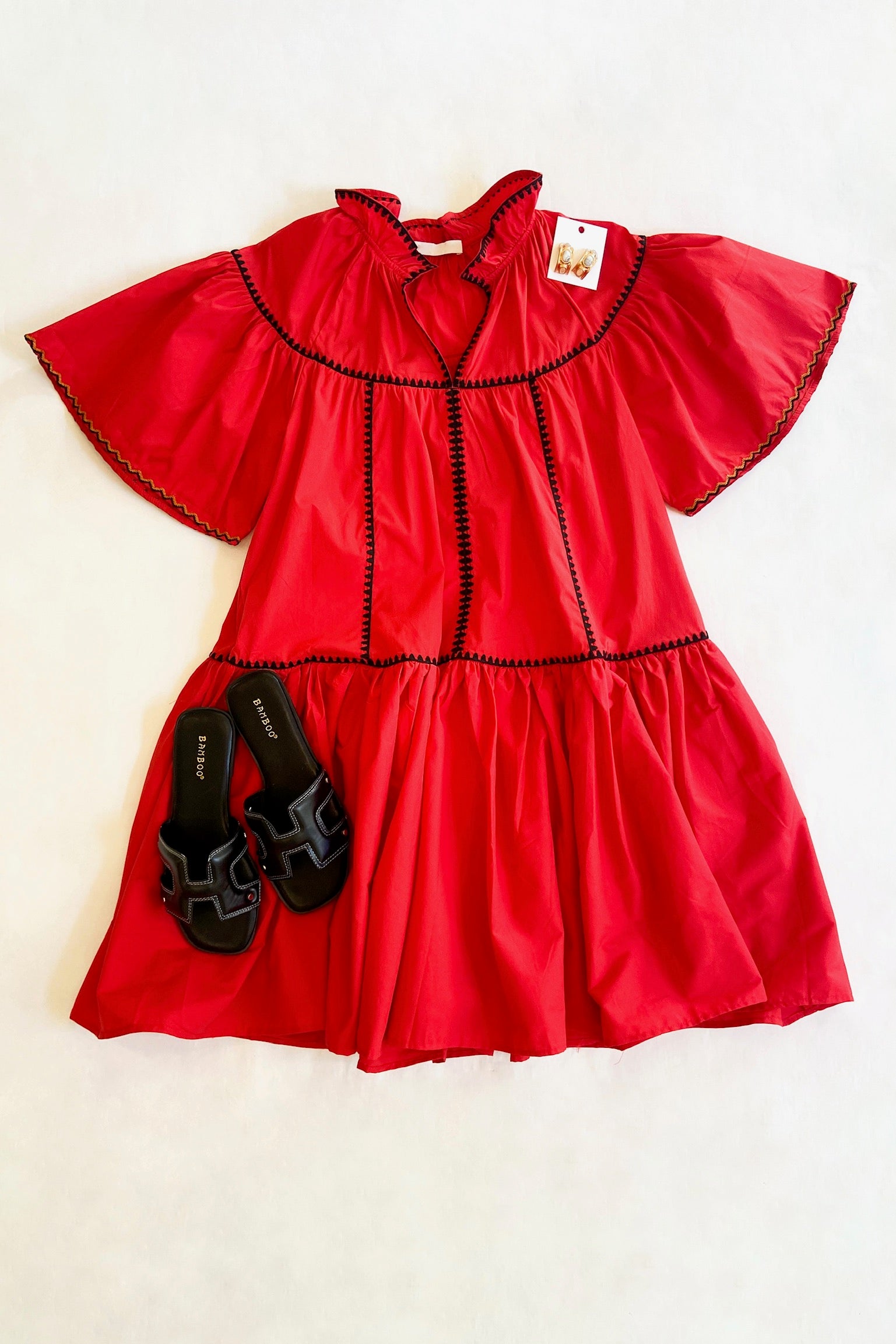 Bright Red Embroidered Dress