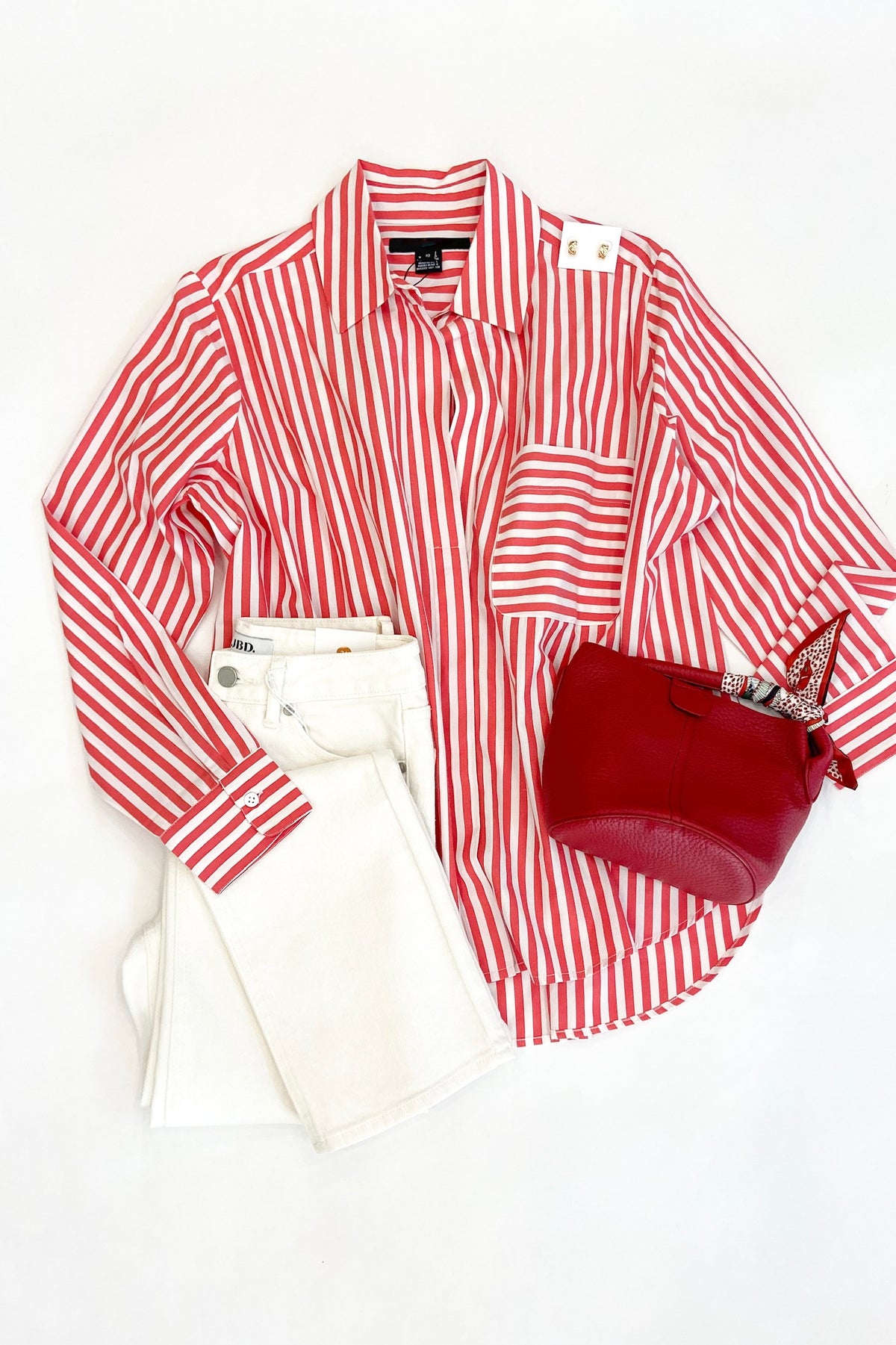 Red & White Stripe Button Down