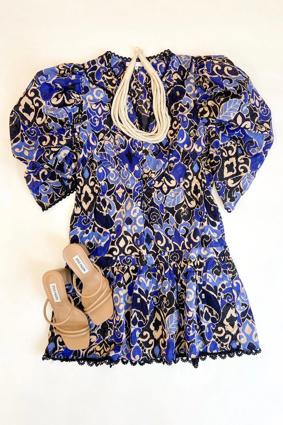 Blue Damask Olivia Dress