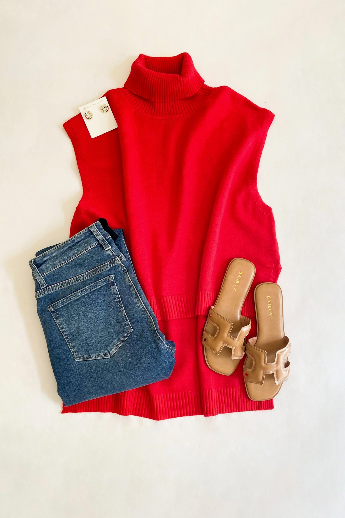 Hi Low Sleeveless Sweater Red