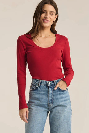 Sirena Rib Long Sleeve Tee Haute Red