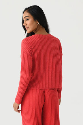 Haute Red Cardigan Pullover