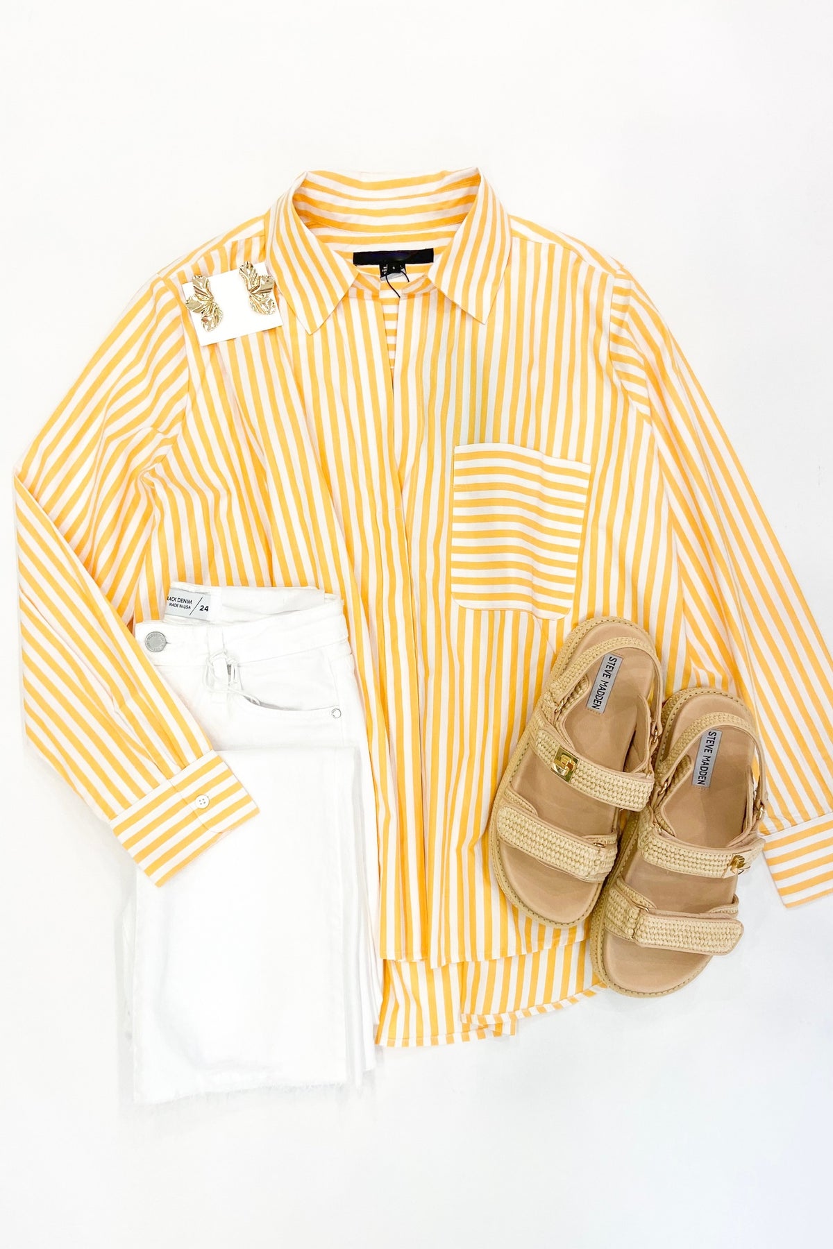 Yellow & White Stripe Button Down