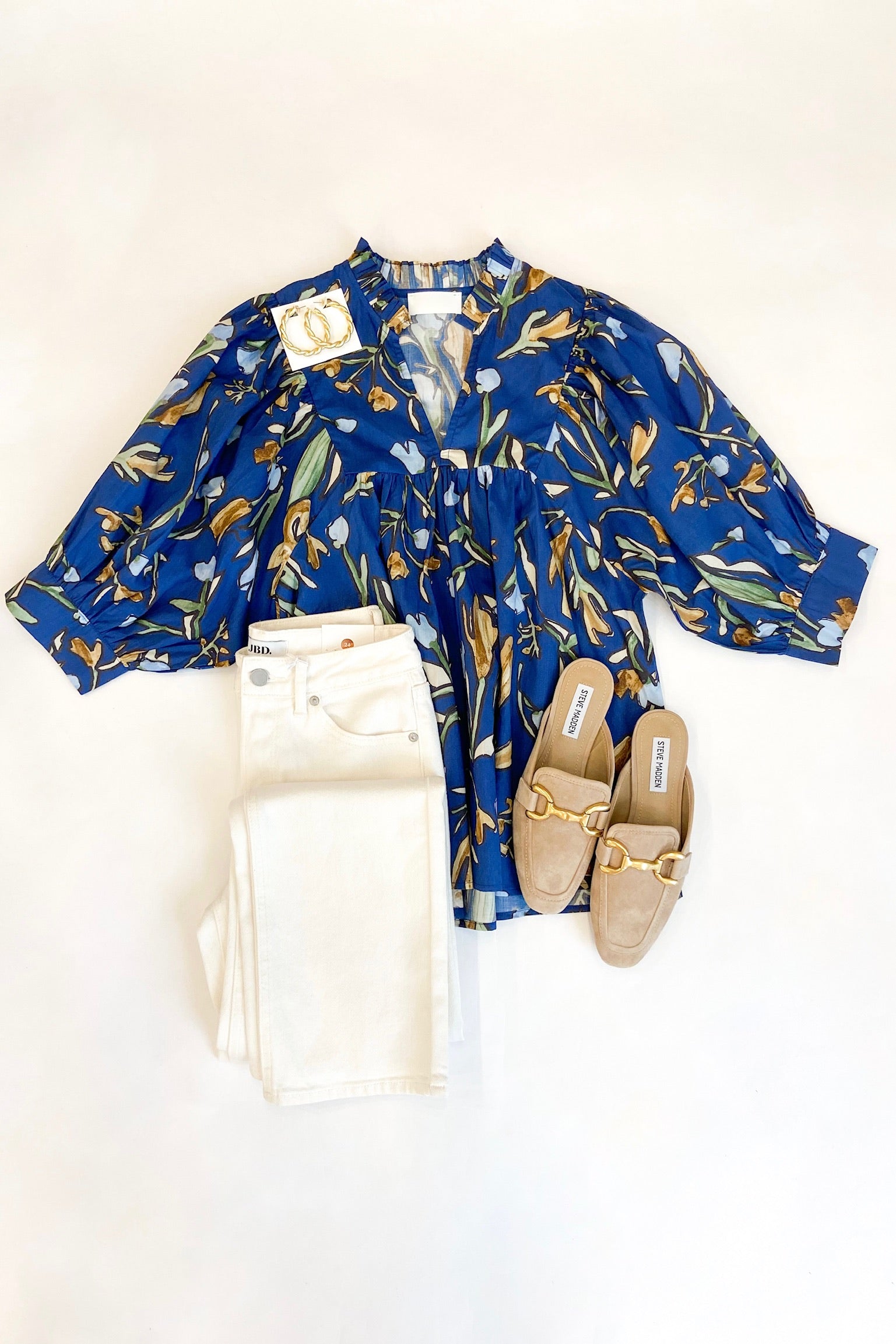 Navy Fall Floral Blouse