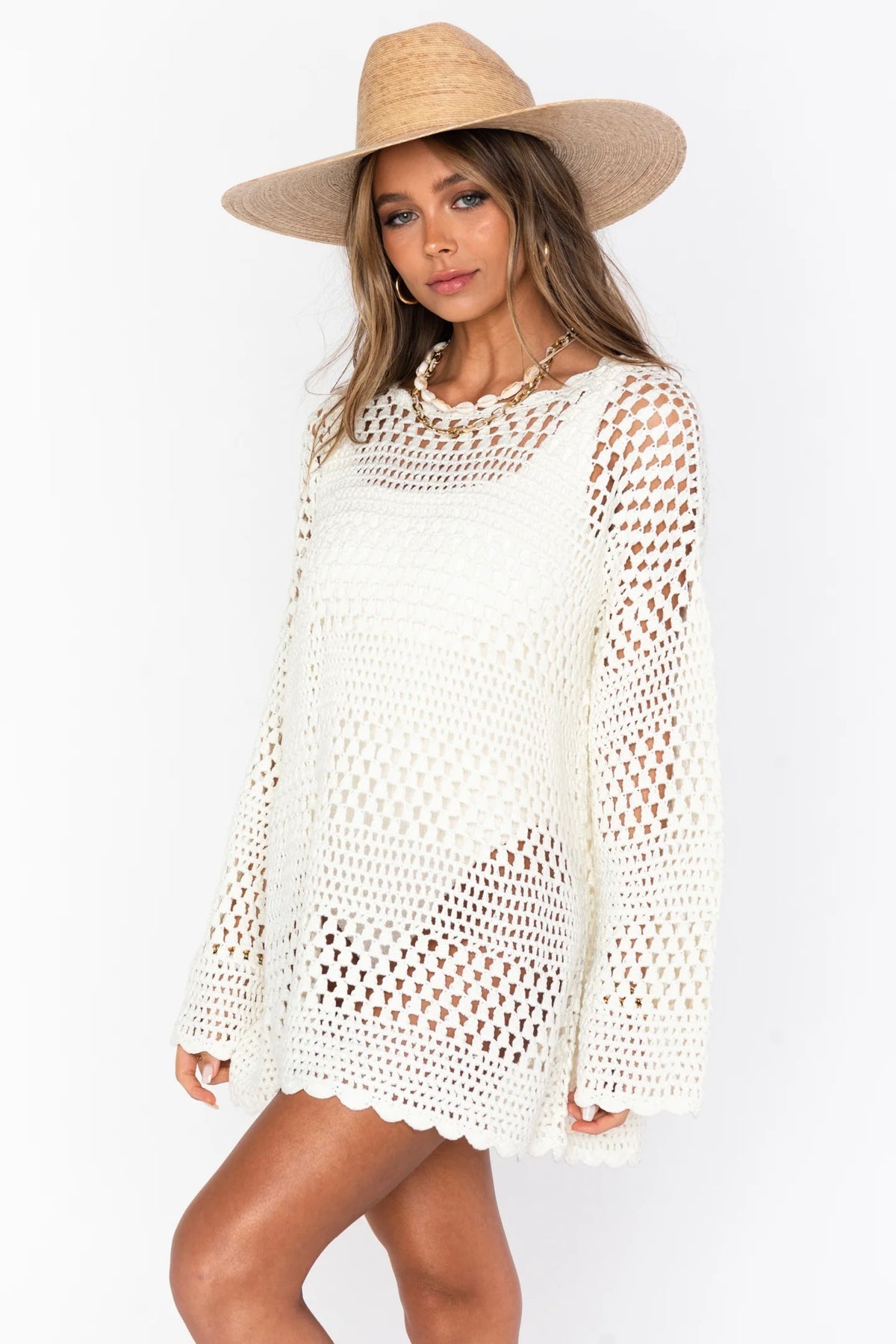 Paula Pullover White Crochet