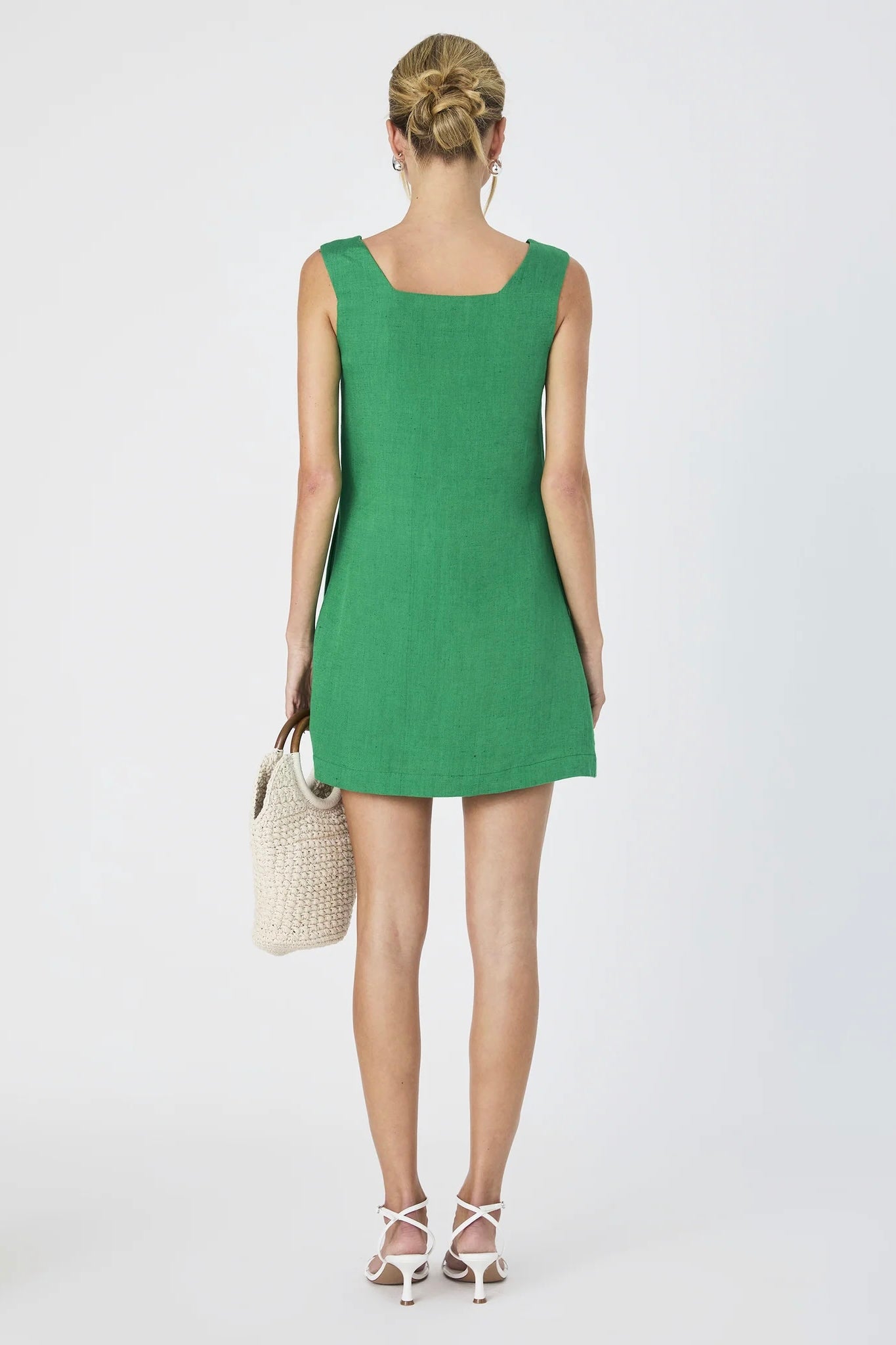 Birdie Linen Square Neck Shift Dress