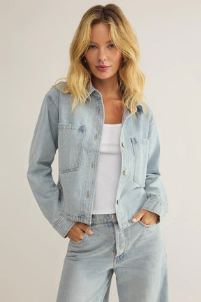 Faded Indigo Cropped Denim Jacket