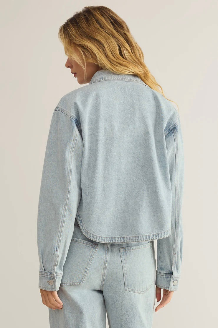 Faded Indigo Cropped Denim Jacket