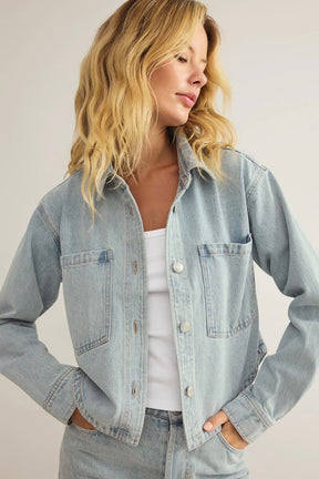 Faded Indigo Cropped Denim Jacket