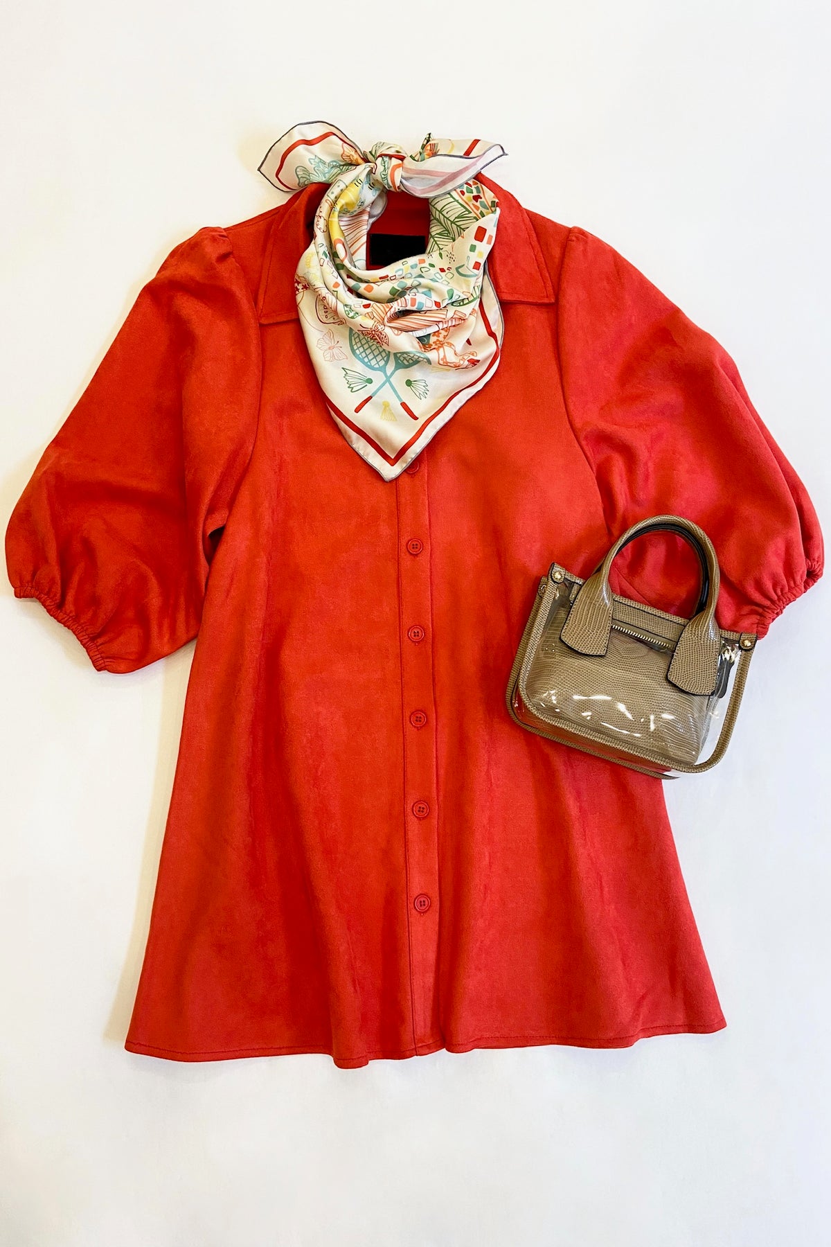 Sophia Suede Dress Red