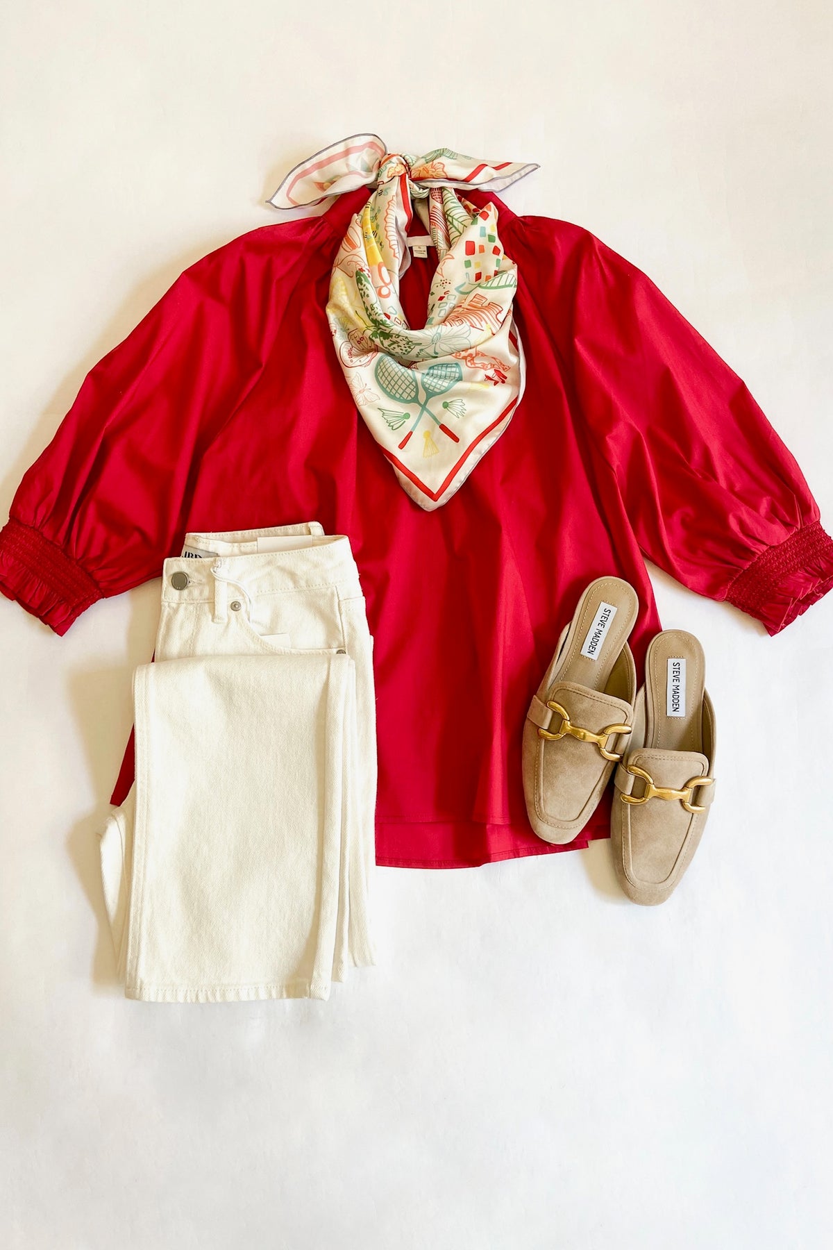 Red Quarter Sleeve Blouse