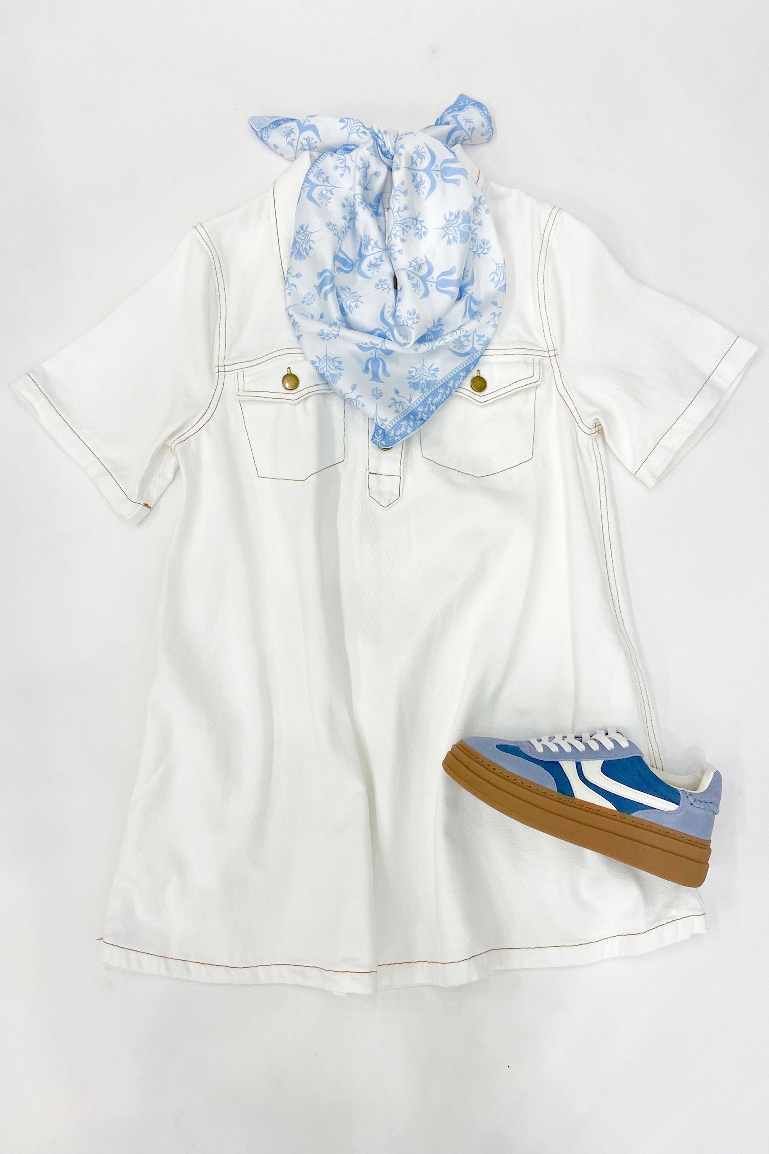 Ivory Denim Shirt Dress