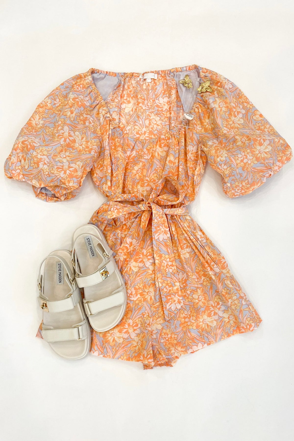 Orange Floral Romper