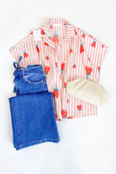 Stripe Poppy Collared Blouse