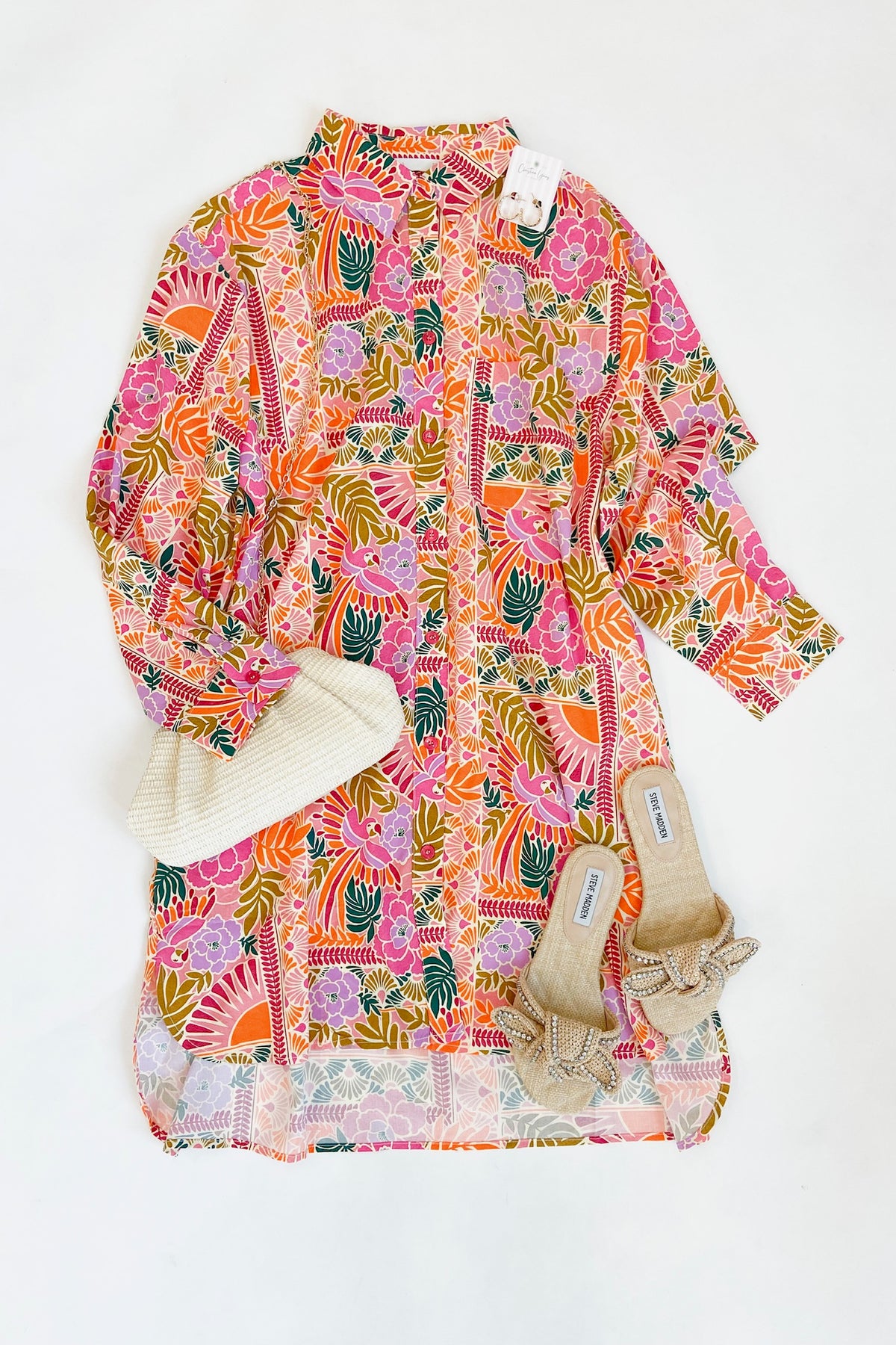 Scarf Print Shirt Dress