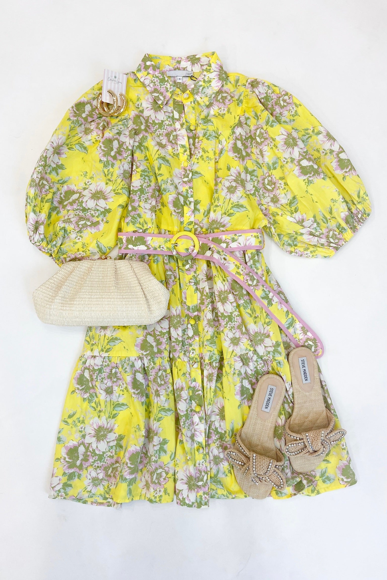 Tracey Dress Yellow Lavender Floral