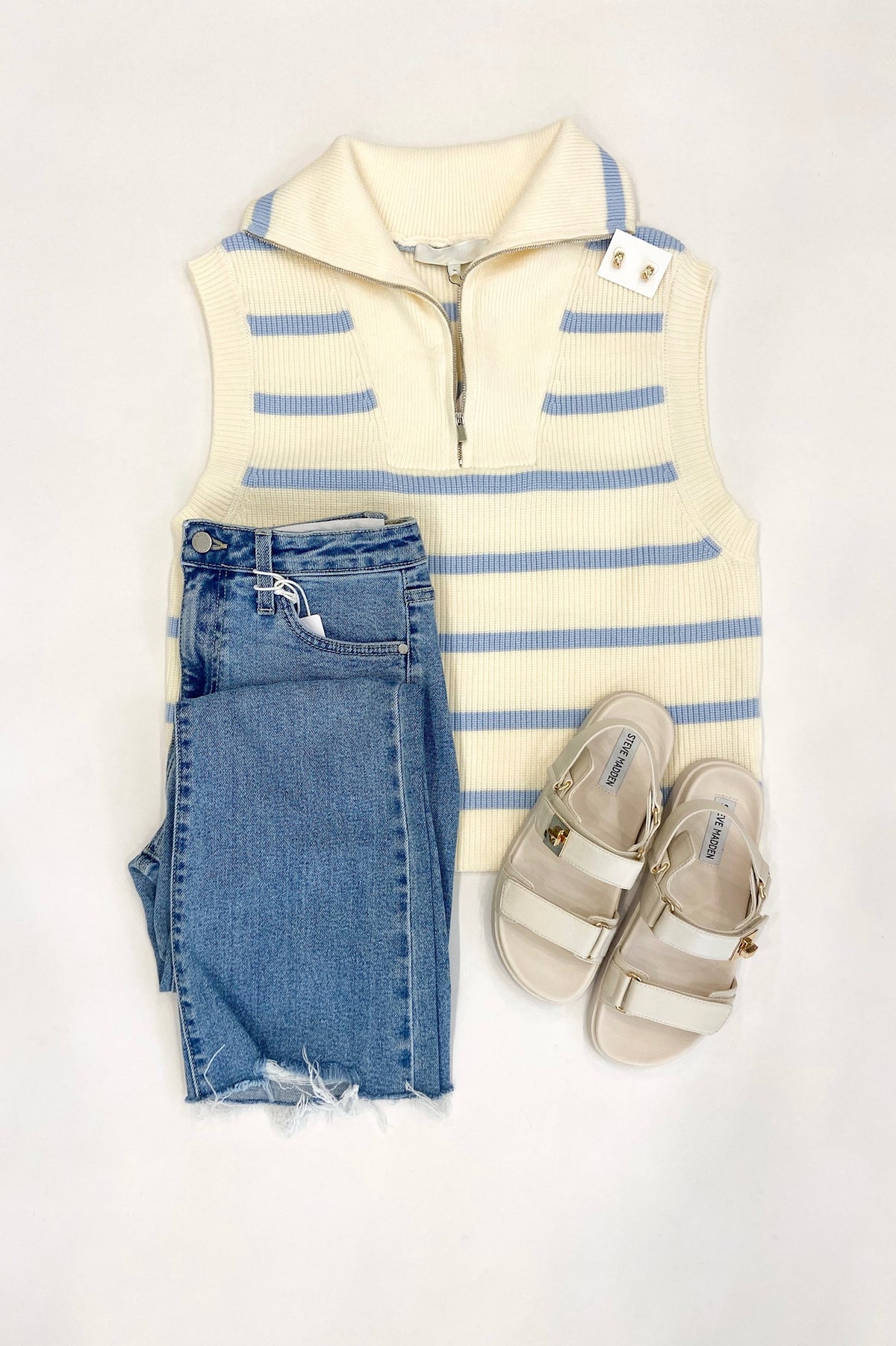 Powder Blue Striped Sweater