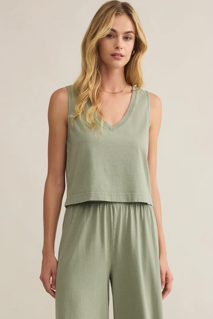 Sloane V Neck Tank Avocado