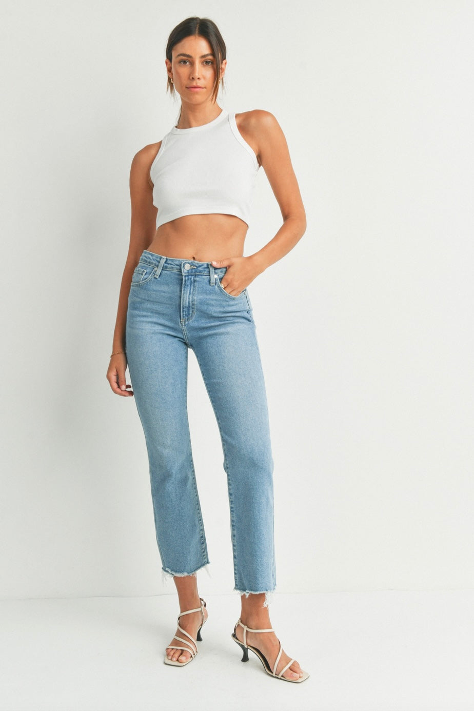 Vintage Crop Flare Mid Wash