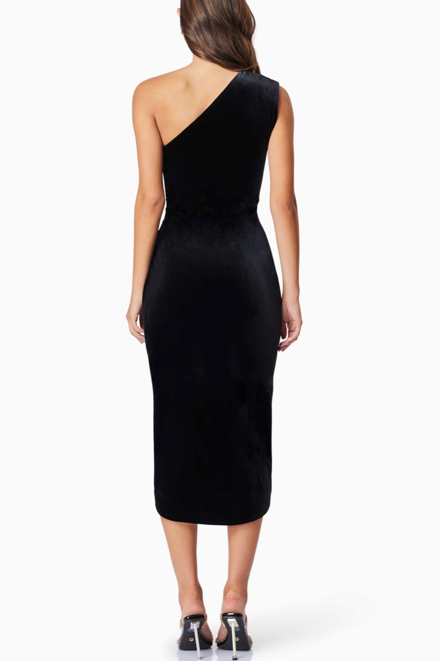 Solene Velvet Midi Dress Black