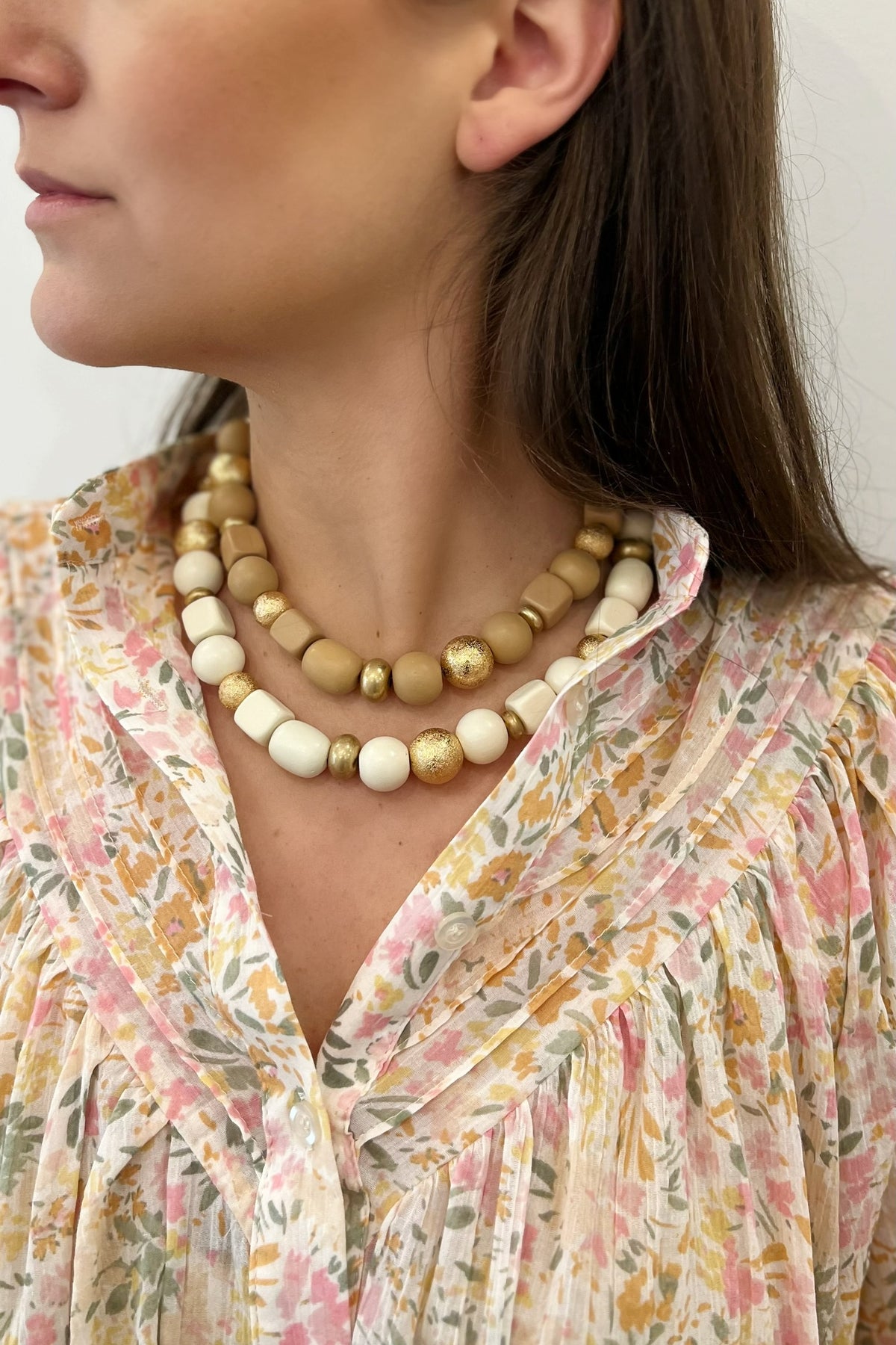 Spring Wood Beaded Necklace